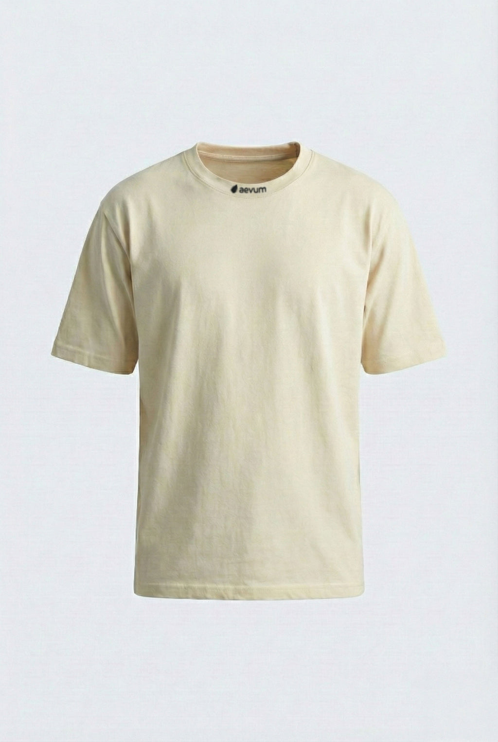 Beige t-shirt on a light gray background