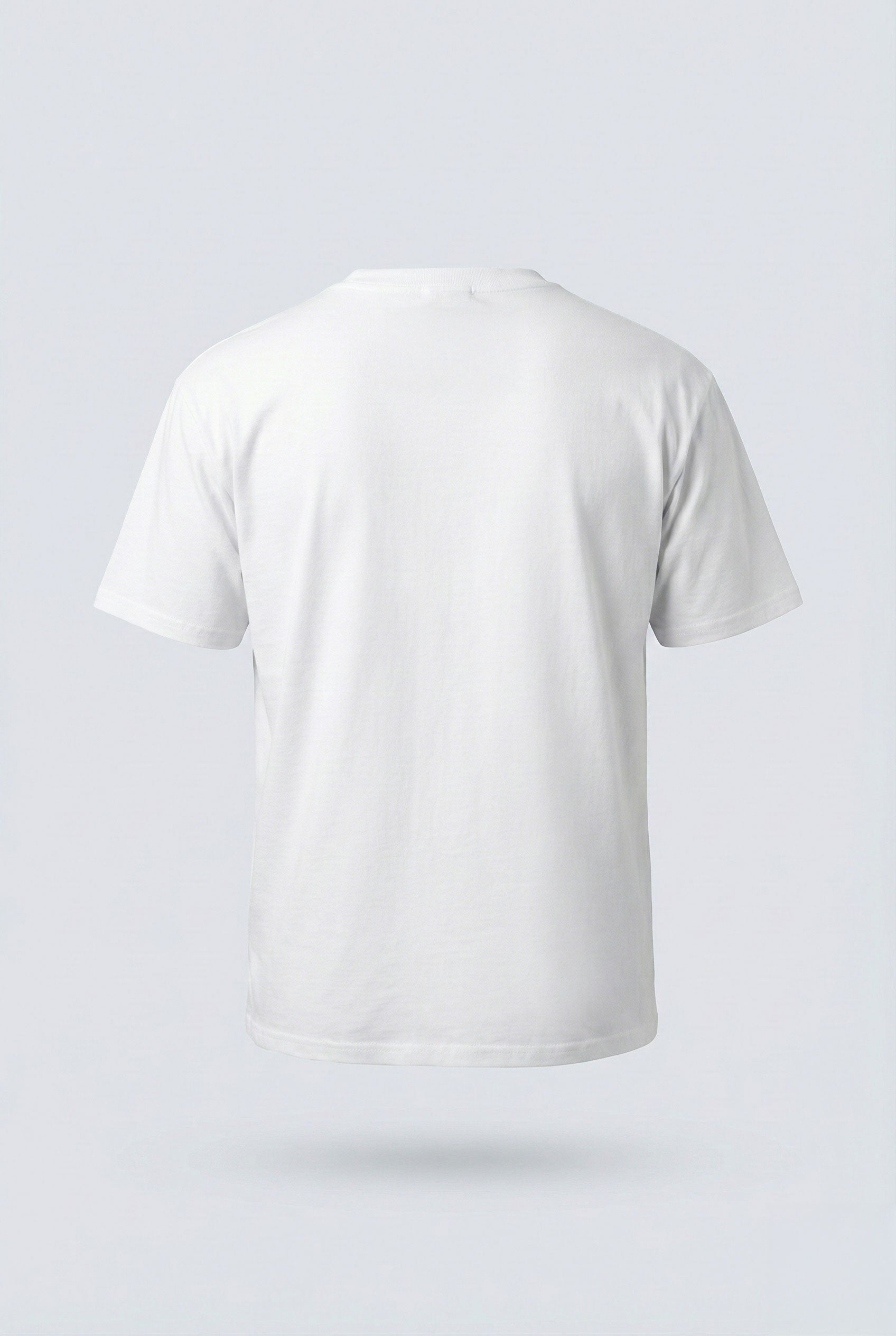 White t-shirt on a light gray background